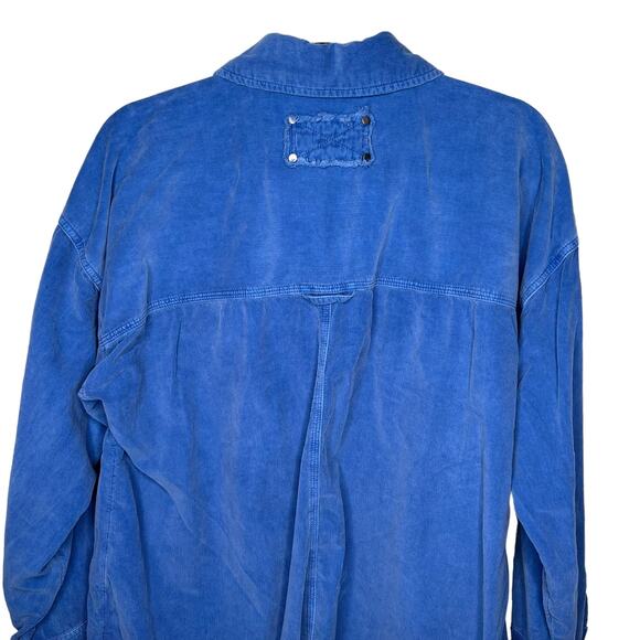 Free People We the Free Baby Cord Button Down Shirt in Electric Indigo Size XS - Picture 4 of 8